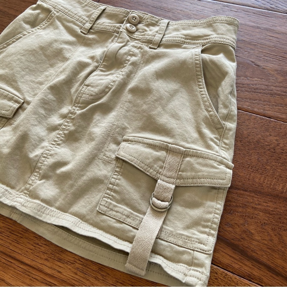 Beige Cargo Mini Skirt - Picture 2 of 9
